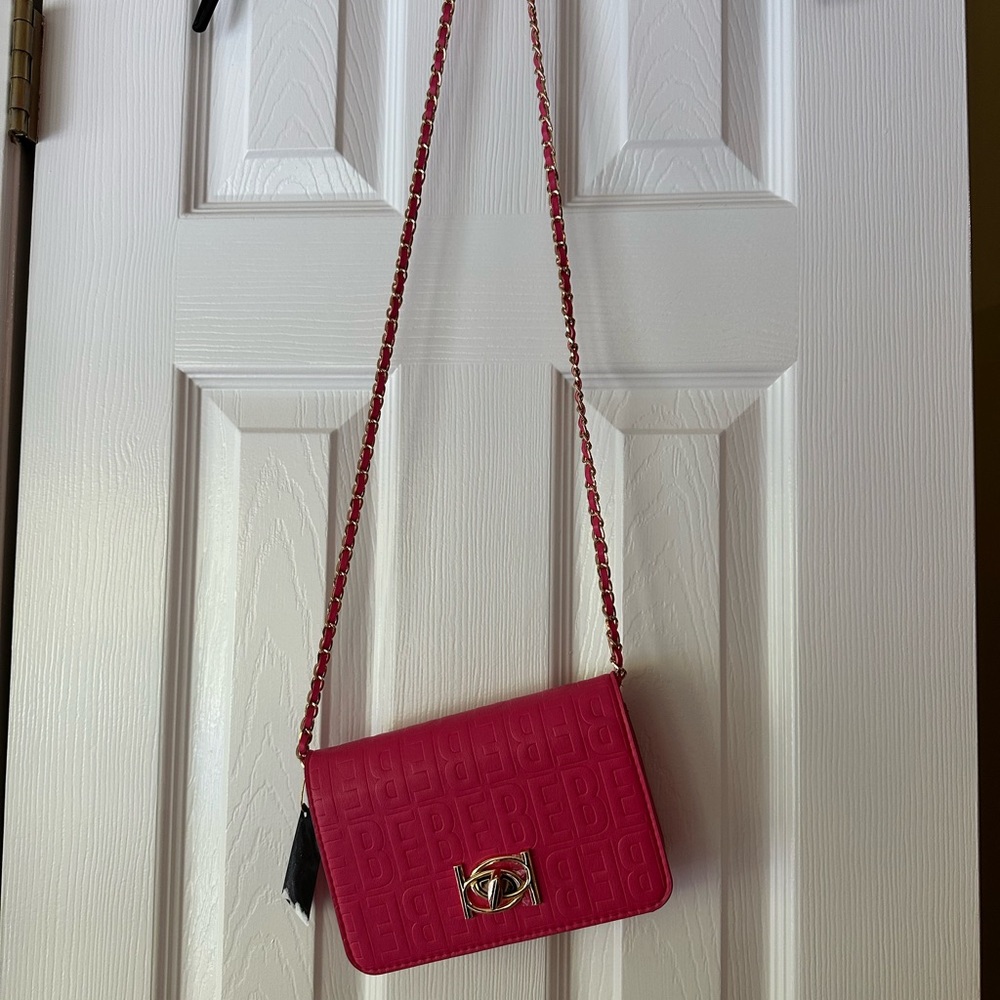 SOLD - crossposted- Bebe Pink Crossbody Bag with Chain Strap